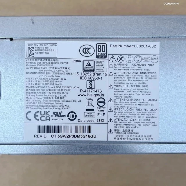 Alt view image 4 of 4 - Power Supply for H P 280 282 288 400 480 600 Pro G3 G4 180W Power Supply D16-180P1B L08261-002