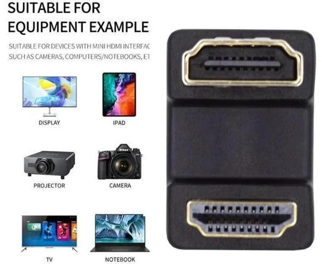 Alt view image 7 of 7 - 180° Up Angled HDMI Male to Female Extension Adapter, Supports 4K@60Hz