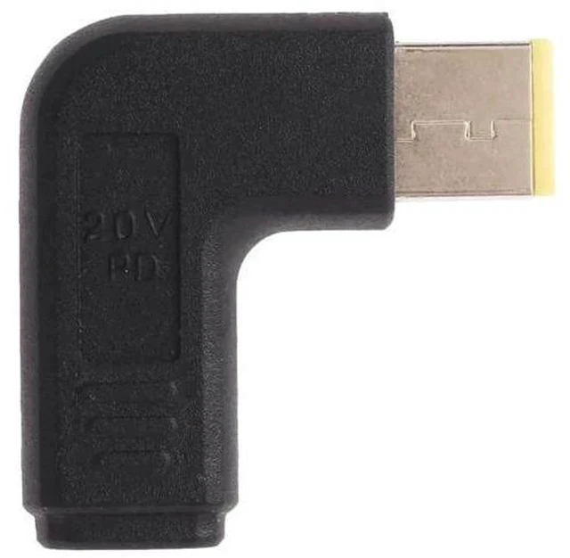 Alt view image 2 of 2 - Right Angle USB-C Female to Large Square DC Male Plug Adapter Converter for Laptops Power Supply
