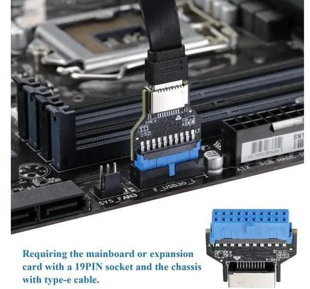 Alt view image 2 of 7 - USB3.0 19Pin Header to Type-E A-Key Front Panel Adapter, Convert Mainboard Header to Chassis Type-C Port