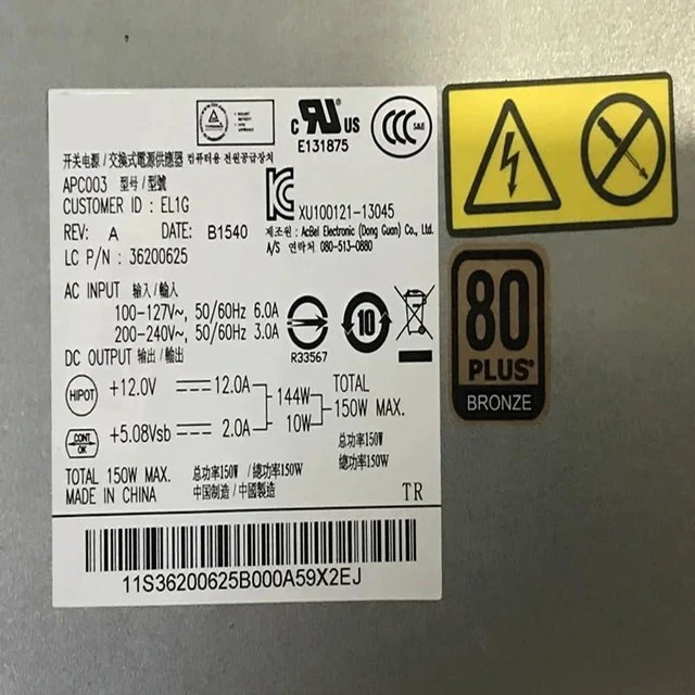 Alt view image 5 of 5 - PSU for Len OVO B4655 B5030 B5040 A9050 8Pin+2Pin 150W Power Supply PS-2151-08VB 36200624 APC003 PS-2151-08