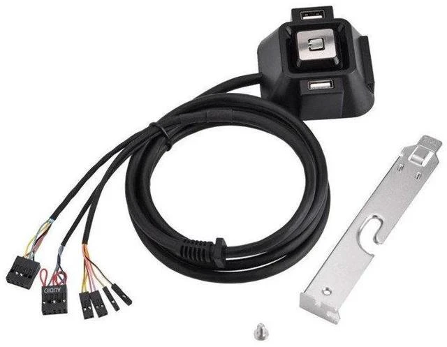 Main image of Computer Desktop Power Switch Remote Control On/Off Switch, Dual Audio Port, for Cybercafé / Home / Gaming PC, Desk Mount Computer Case Button