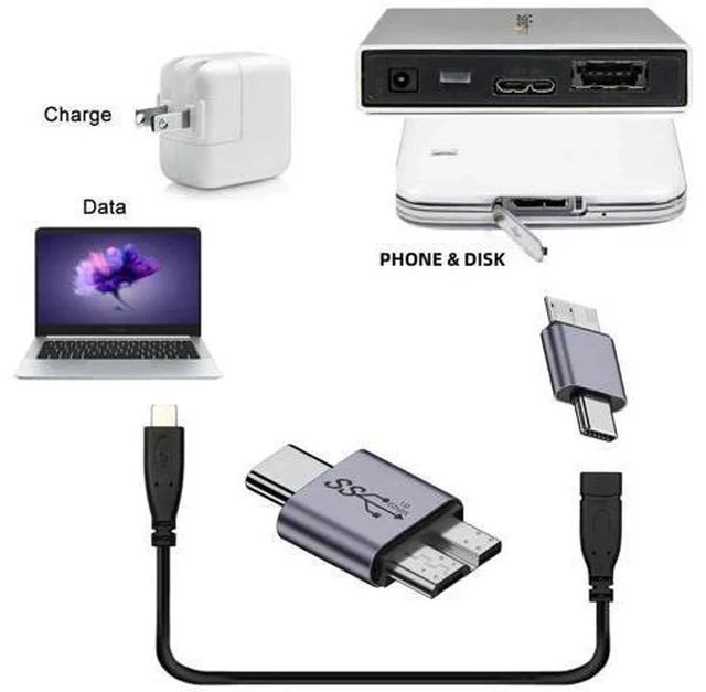 Alt view image 4 of 7 - USB 3.1 Type-C Male to Micro USB 3.0 Male Adapter, 10Gbps High Speed Data & Power Transfer Connector for Laptop External SSD Hard Drives