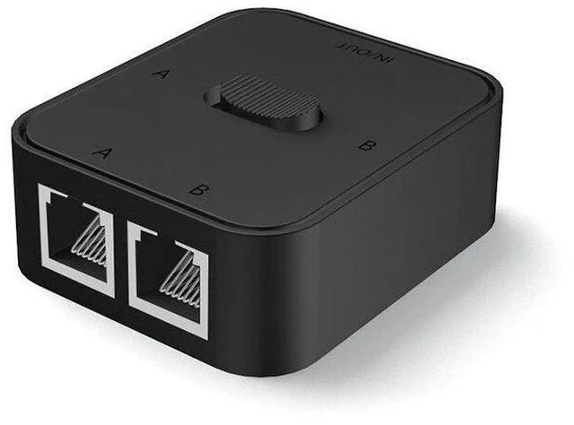 Main image of Gigabit Ethernet Network Switch RJ45 2 Port to 1 Port Manual Selector Box, Unpowered Network Sharing Switch Internal External Network Toggle Button Compatible with Cat5e Cat6 Cat7 Ethernet Cable
