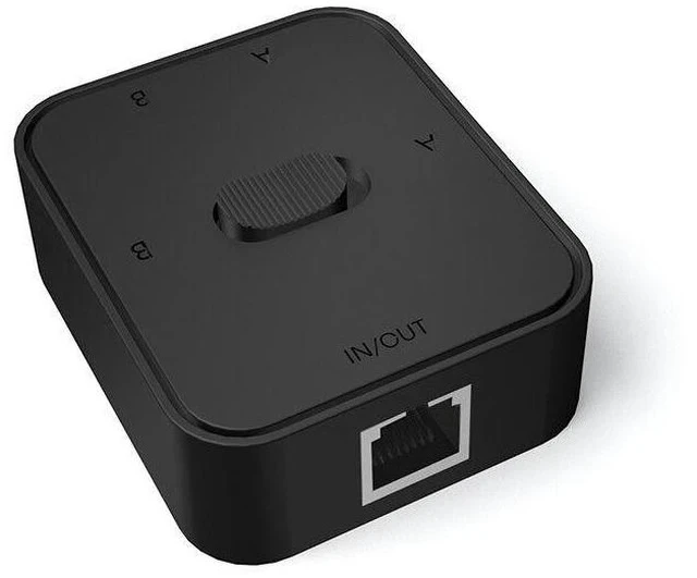 Alt view image 2 of 6 - Gigabit Ethernet Network Switch RJ45 2 Port to 1 Port Manual Selector Box, Unpowered Network Sharing Switch Internal External Network Toggle Button Compatible with Cat5e Cat6 Cat7 Ethernet Cable