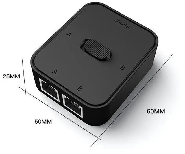 Alt view image 5 of 6 - Gigabit Ethernet Network Switch RJ45 2 Port to 1 Port Manual Selector Box, Unpowered Network Sharing Switch Internal External Network Toggle Button Compatible with Cat5e Cat6 Cat7 Ethernet Cable