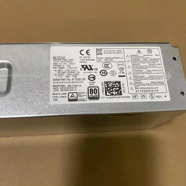 Alt view image 2 of 6 - PSU for H P PRODESK 400 G7 600 G6 SFF 210W Power Supply D19-210P1A L70043-002 PCK015 L70043-004