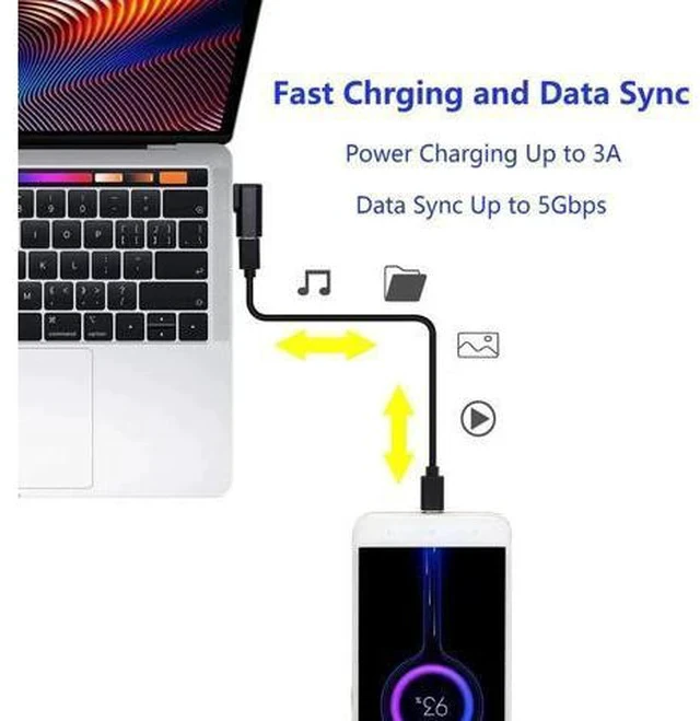 Alt view image 3 of 7 - 2 Pack 90 Degree Left & Right Angle USB 3.0 A Male to USB 3.1 Type-C Female Adapter Converter for Laptops, Wall Chargers & Power Banks