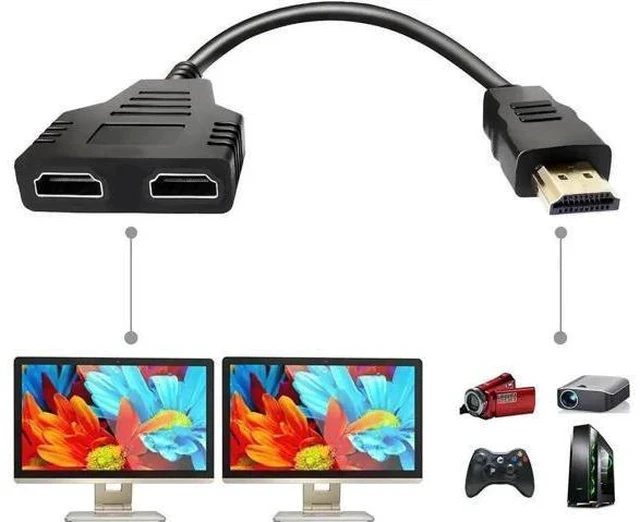 Main image of 1 In 2 Out HDMI Splitter Cable, 1080P Full HD Male to Dual Female Y Splitter Cord for HDTV, LED & LCD Displays