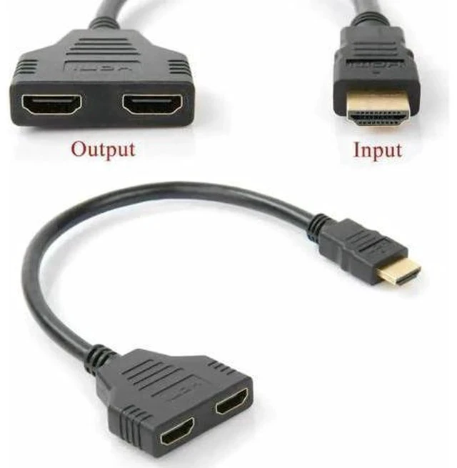 Alt view image 5 of 7 - 1 In 2 Out HDMI Splitter Cable, 1080P Full HD Male to Dual Female Y Splitter Cord for HDTV, LED & LCD Displays