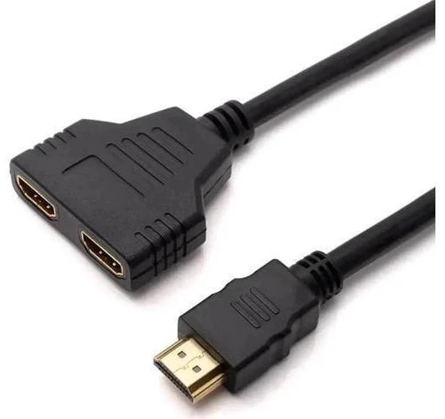 Alt view image 7 of 7 - 1 In 2 Out HDMI Splitter Cable, 1080P Full HD Male to Dual Female Y Splitter Cord for HDTV, LED & LCD Displays