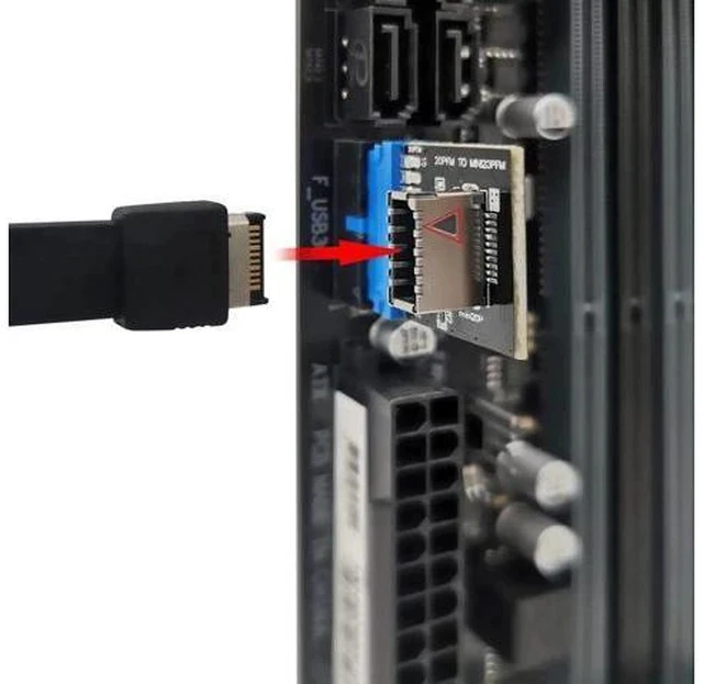 Alt view image 3 of 6 - USB 3.0 19-Pin Header to USB 3.1/3.2 Type-C A-Key 20-Pin Adapter, Internal Front Panel Converter for PC Motherboard