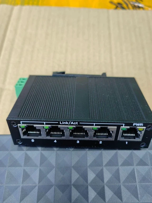 Alt view image 4 of 4 - 5 Port Industrial Grade Ethernet Switch 100Mbps Unmanaged DIN Rail Network Hub, Metal Housing Wide Voltage DC 5-58V Lightning Protection Temperature Resistant for Factory Automation Security Camera Sy