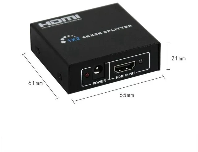 Alt view image 3 of 5 - 4K x 2K HDMI 1x2 Splitter 1 Input 2 Output High-Speed Video Duplicator, Supports 3D, Audio Sync, for Gaming Console / PC / Blu-ray