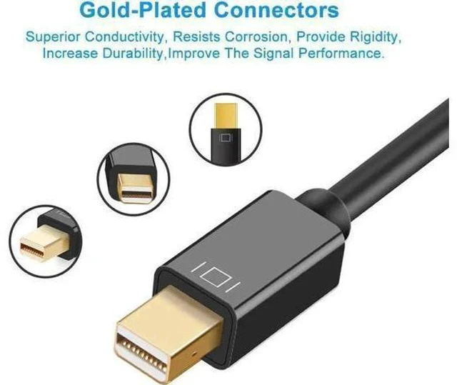 Alt view image 3 of 6 - Gold-Plated Mini DP (Thunderbolt 2) Male to HDMI Female Adapter Support 4K For MacBook iMac Surface Dock Black