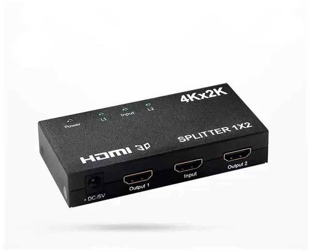Alt view image 2 of 5 - HDMI Splitter 1 in 2 Out 4K 2K UHD Video Distributor, One Input to Dual Outputs, Supports 3D, for HDTV/Projector/Gaming Console