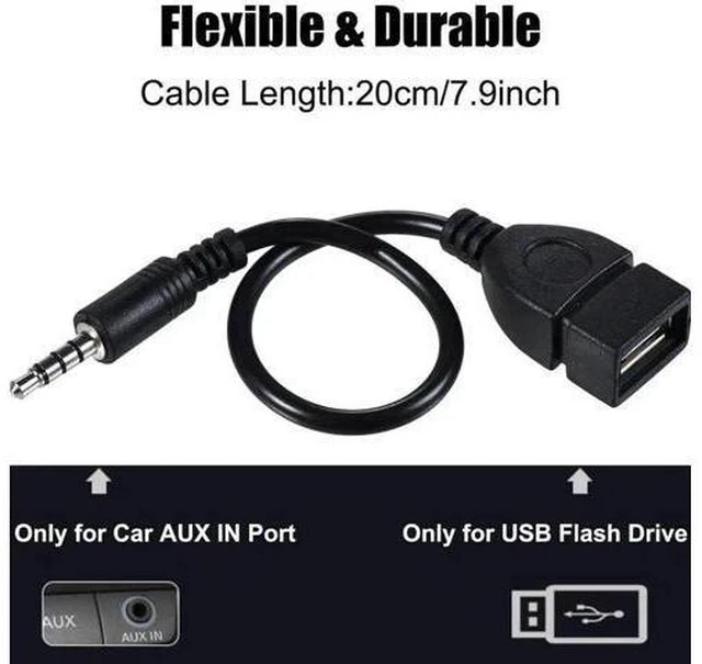 Alt view image 4 of 5 - USB 2.0 Female to 3.5mm Male AUX OTG Adapter Cable, 1/8 Inch Audio Jack Converter for Car Stereo to Play Music from USB Flash Drives
