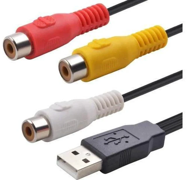 Alt view image 3 of 6 - USB 2.0 Male to 3RCA Female AV Composite Audio Video Capture Cable, USB to RCA Capture Adapter Cord for PC MAC HDD DVR, 1 Pack