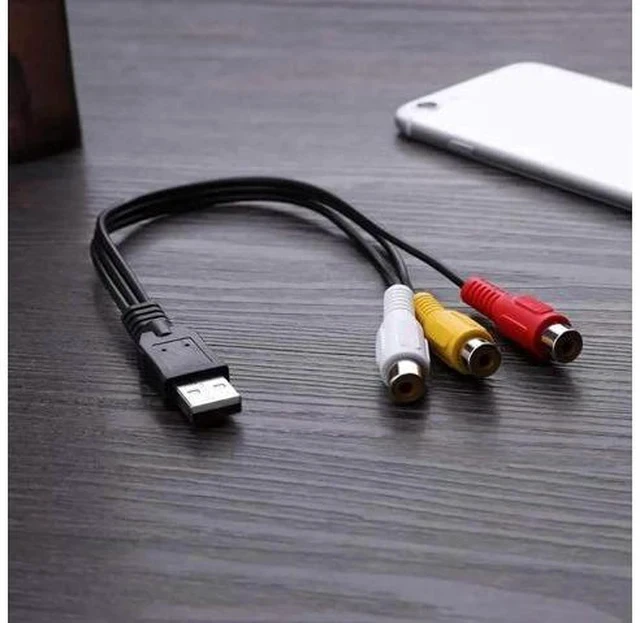 Alt view image 4 of 6 - USB 2.0 Male to 3RCA Female AV Composite Audio Video Capture Cable, USB to RCA Capture Adapter Cord for PC MAC HDD DVR, 1 Pack