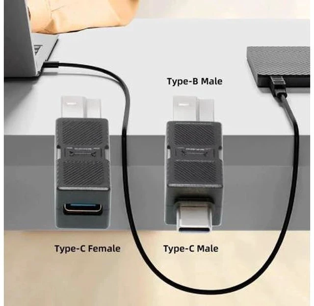 Alt view image 6 of 7 - 2 Pack USB C Male/Female to USB 3.0 Type B Male Adapter for Printer, Hard Drive and Camera