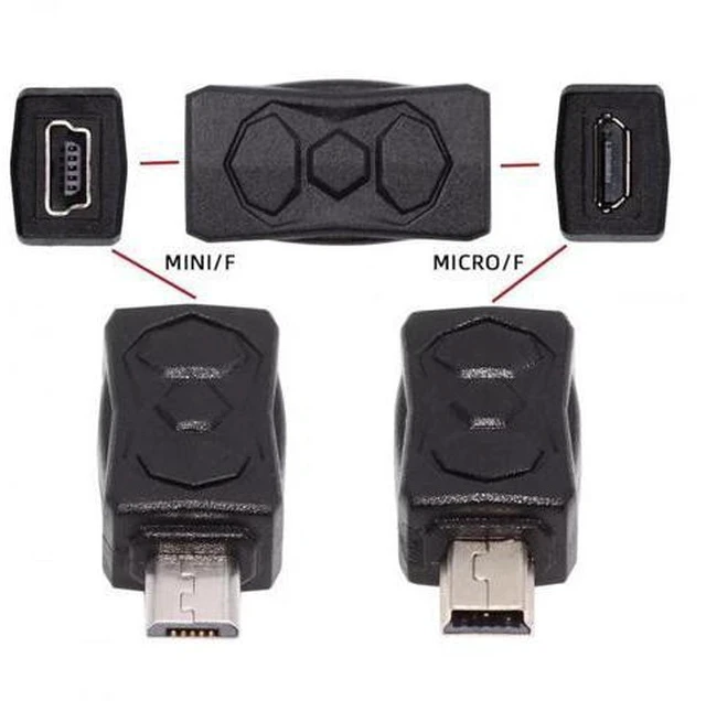 Alt view image 4 of 7 - 3 Pack Micro USB 2.0 to Mini USB 5Pin Adapter, Male to Female Converter Connector for Data Sync & Charging Extension