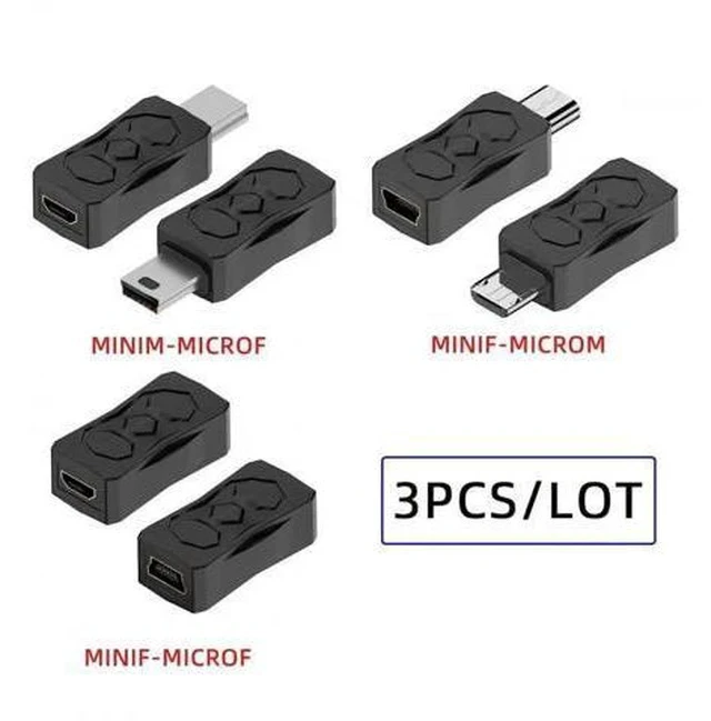 Alt view image 7 of 7 - 3 Pack Micro USB 2.0 to Mini USB 5Pin Adapter, Male to Female Converter Connector for Data Sync & Charging Extension