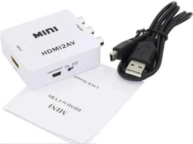 Main image of 1080P Mini HDMI to 3RCA CVBS AV Converter, Digital HDMI to Analog Composite Audio Video Adapter, NTSC PAL Switch Plug and Play for HDTV Old CRT TV Projector