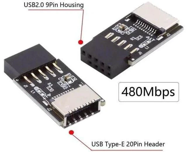 Alt view image 5 of 7 - USB 2.0 9Pin Male to USB 3.1 Type E Key-A Female Adapter, Front Panel Socket to 9Pin Mainboard Header Internal Extension Converter for PC Case