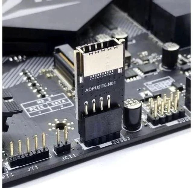 Alt view image 6 of 7 - USB 2.0 9Pin Male to USB 3.1 Type E Key-A Female Adapter, Front Panel Socket to 9Pin Mainboard Header Internal Extension Converter for PC Case
