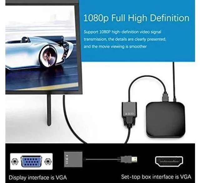 Alt view image 2 of 7 - Active 1080P HDMI to VGA Adapter Male to Female, Black Converter for Laptop, PC, Xbox, Monitor, Projector, Chromebook