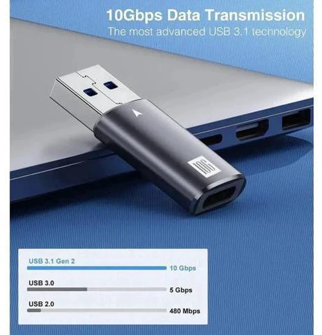 Alt view image 3 of 7 - USB C Female to USB A Male Adapter, 10Gbps USB 3.1 Gen 2 SuperSpeed Connector, Type-C to USB A Charging & Data Sync Adapter for Laptop, Power Bank, Type-C Earphone
