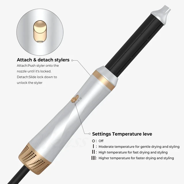 Alt view image 6 of 7 - 5-in-1 Hot Air Styler with Auto-Wrap Curler, Straightening Brush & Volumizing Blow Dryer Multi-Functional Negative Ion Hair Styling Set for All Hair Types