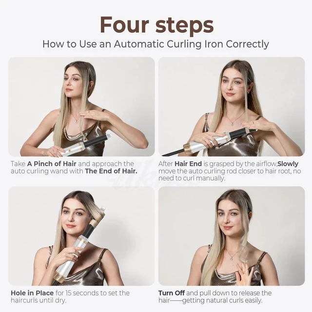 Alt view image 4 of 7 - 5-in-1 Hot Air Styler with Auto-Wrap Curler, Straightening Brush & Volumizing Blow Dryer Multi-Functional Negative Ion Hair Styling Set for All Hair Types