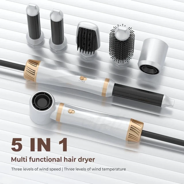 Alt view image 5 of 7 - 5-in-1 Hot Air Styler with Auto-Wrap Curler, Straightening Brush & Volumizing Blow Dryer Multi-Functional Negative Ion Hair Styling Set for All Hair Types
