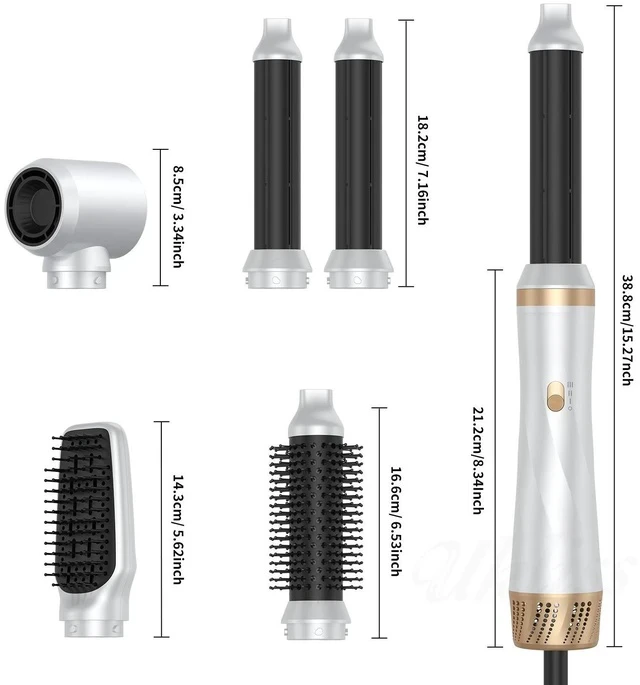 Alt view image 7 of 7 - 5-in-1 Hot Air Styler with Auto-Wrap Curler, Straightening Brush & Volumizing Blow Dryer Multi-Functional Negative Ion Hair Styling Set for All Hair Types