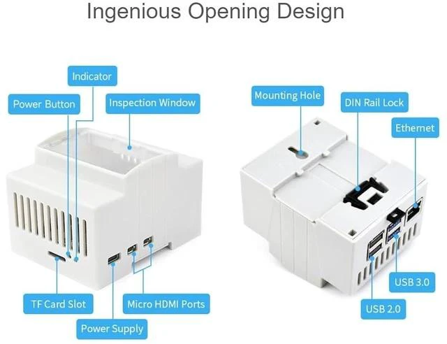 Alt view image 5 of 6 - for Raspberry Pi 5 Case,DIN Rail ABS Case for Raspberry Pi 5, Compatible with Raspbeery Pi Expansion Board PoE HAT (F), RS485 CAN HAT, 2-CH RS485 HAT