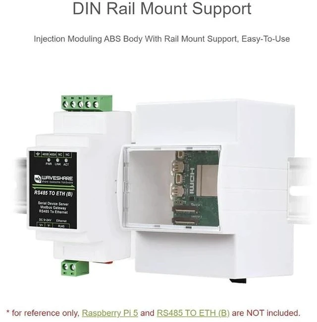 Alt view image 4 of 6 - for Raspberry Pi 5 Case,DIN Rail ABS Case for Raspberry Pi 5, Compatible with Raspbeery Pi Expansion Board PoE HAT (F), RS485 CAN HAT, 2-CH RS485 HAT