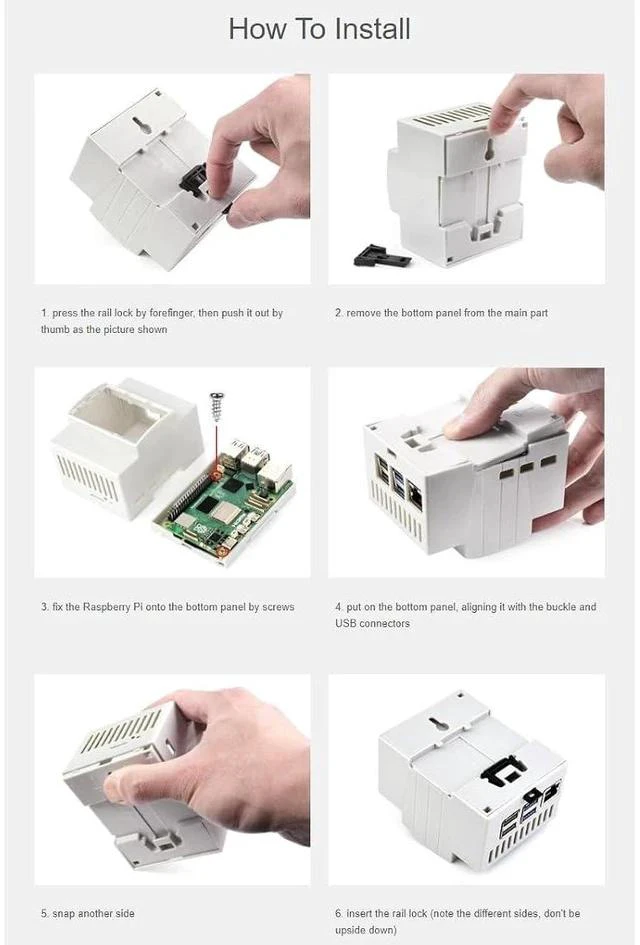 Alt view image 6 of 6 - for Raspberry Pi 5 Case,DIN Rail ABS Case for Raspberry Pi 5, Compatible with Raspbeery Pi Expansion Board PoE HAT (F), RS485 CAN HAT, 2-CH RS485 HAT