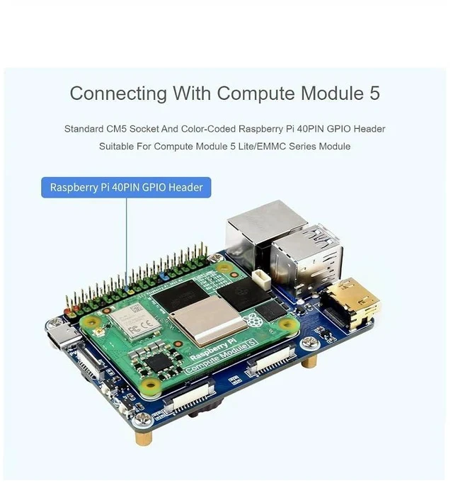 Alt view image 3 of 7 - Mini Base Board (A) Compatible with Raspberry Pi Compute Module 5,Suitable for Evaluating The Raspberry Pi CM5 Or Being Integrated Into End Products