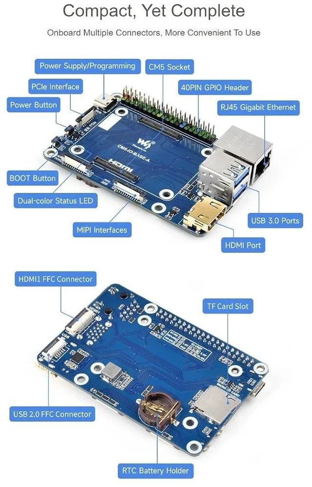 Alt view image 4 of 7 - Mini Base Board (A) Compatible with Raspberry Pi Compute Module 5,Suitable for Evaluating The Raspberry Pi CM5 Or Being Integrated Into End Products