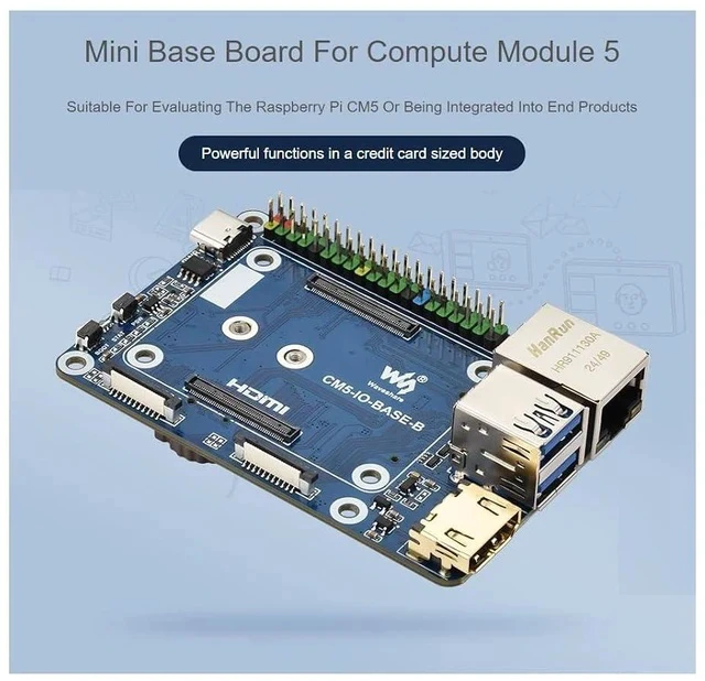 Alt view image 2 of 7 - Mini Base Board (B) Compatible with Raspberry Pi Compute Module 5,Suitable for Evaluating The Raspberry Pi CM5 Or Being Integrated Into End Products