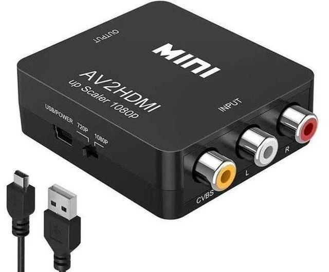 Main image of 1080P RCA Composite CVBS AV to HDMI Converter, PAL/NTSC AV RCA to HDMI Video Audio Adapter with USB Power Cable, Compatible with N64 Wii PS2 Xbox VHS VCR Camera DVD