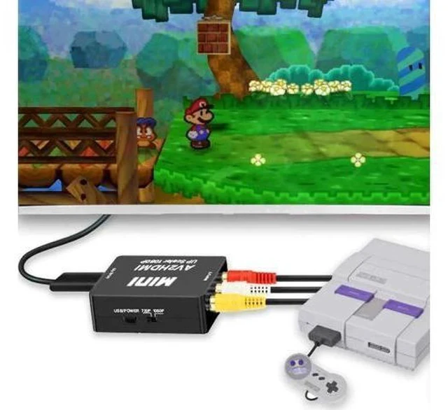 Alt view image 3 of 7 - 1080P RCA Composite CVBS AV to HDMI Converter, PAL/NTSC AV RCA to HDMI Video Audio Adapter with USB Power Cable, Compatible with N64 Wii PS2 Xbox VHS VCR Camera DVD