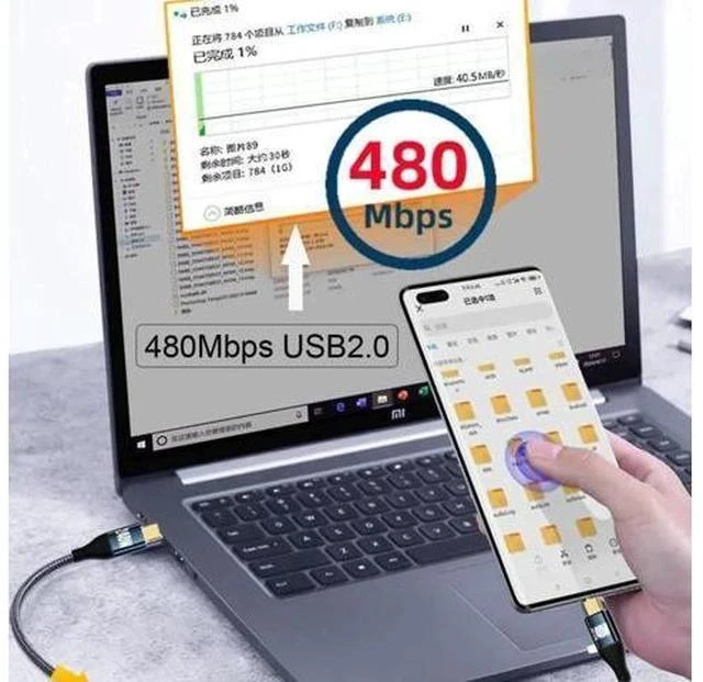 Alt view image 2 of 6 - 1.0M Upward 90° USB-C to USB-C Cable, 240W(48V5A) PD Charging & 480Mbps USB2.0 Data Cord Backward Compatible with 100W Devices