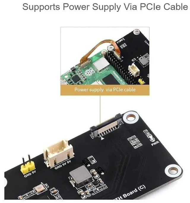 Alt view image 5 of 7 - PCIe to Gigabit ETH Board (C) for Raspberry Pi 5,10/100/1000Mbps Network Standard,Pice x1 GEN2 Interface,RJ45 Gigabit Ethernet Port