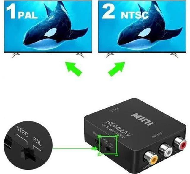 Alt view image 4 of 7 - Black Mini 1080P HDMI to 3RCA CVBS AV Converter, Digital HDMI to Analog RCA Audio Video Adapter Supports PAL/NTSC, Compatible PC Laptop PS3 PS4 Xbox Blu-ray HDTV Camera DVD