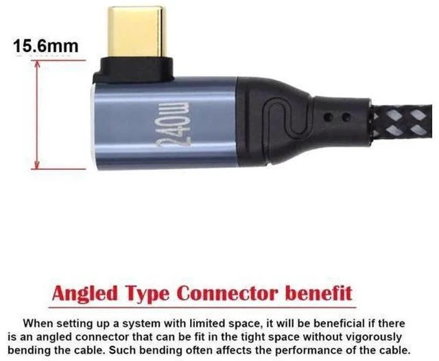 Alt view image 6 of 6 - 0.5M Right Angle USB-C to USB-C Cable, 240W 48V5A PD Fast Charging & 480Mbps Data Cord Backward Compatible with 100W & USB2.0