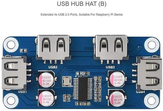 Alt view image 3 of 7 - USB HUB HAT B Expansion Board for Raspberry Pi 4 B/3 B+/3 A+/2 B/Zero/Zero 2 W/W/WH,PC,4 USB Ports Compatible with USB2.0/1.1