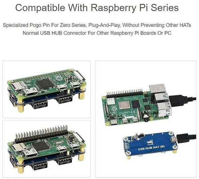Alt view image 5 of 7 - USB HUB HAT B Expansion Board for Raspberry Pi 4 B/3 B+/3 A+/2 B/Zero/Zero 2 W/W/WH,PC,4 USB Ports Compatible with USB2.0/1.1
