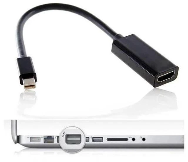 Alt view image 3 of 7 - Mini DisplayPort to HDMI Female Adapter Cable, Audio Video Converter, Black, Compatible with 2011-2015 Mac Devices